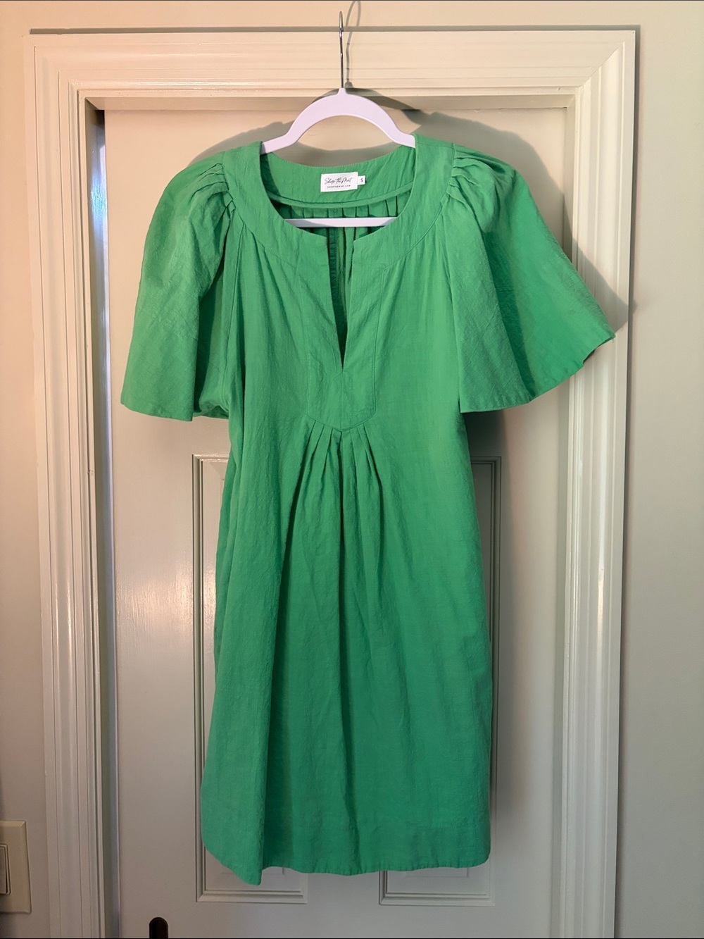 Green Flutter-Sleeve Mini Dress by Shop the Mint